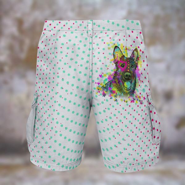 Cargohose mit Bootsmann - Hose, lang oder kurz, bunt, 100% Polyester, Grösse S-5XL, fester Stoff, Normale Passform, Mischling, Mix, Deutscher Schäferhund